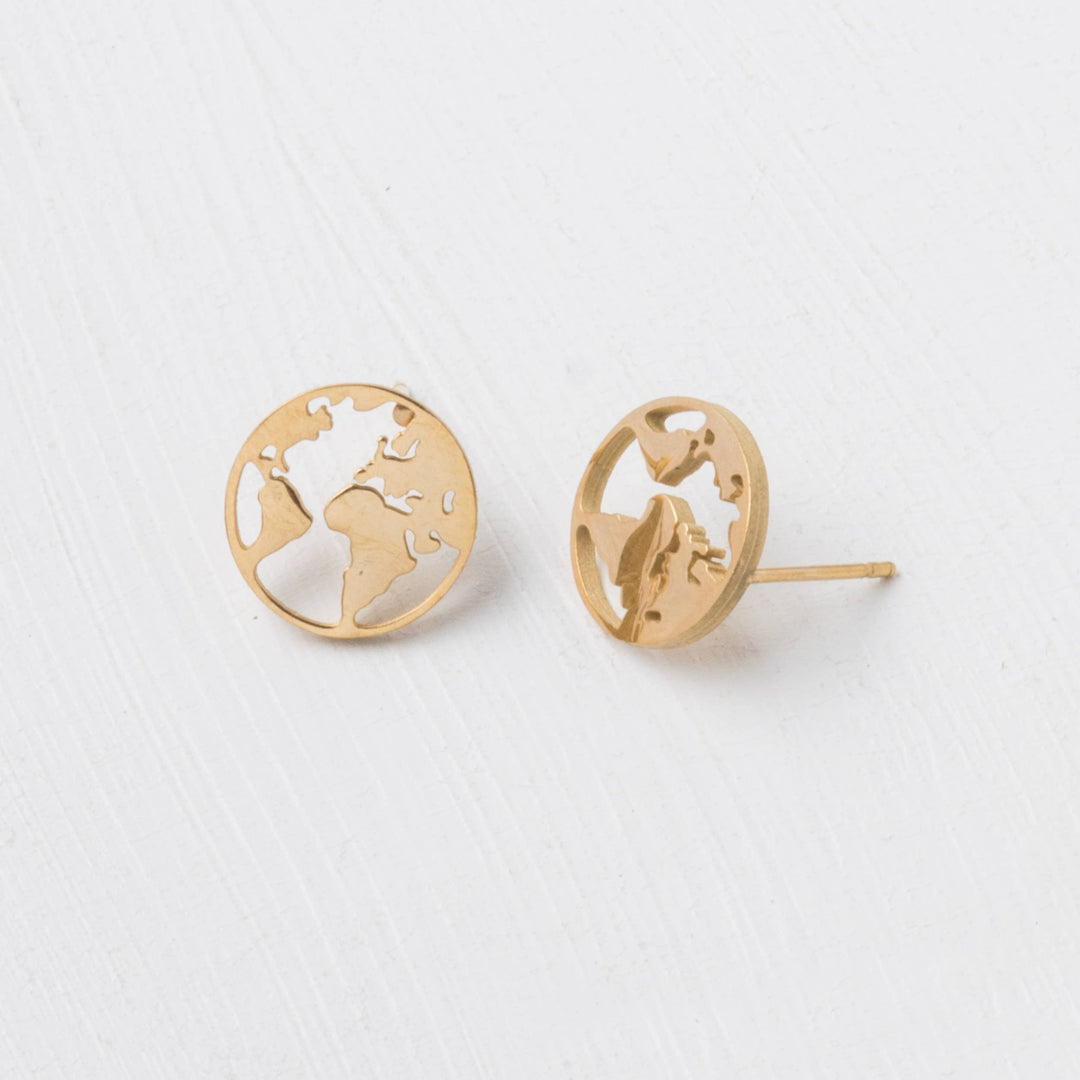 The Gold World Stud Earrings - Ethical Trade Co