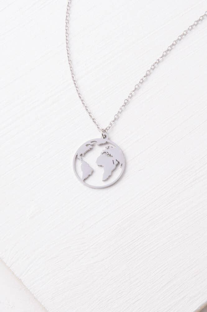 The Silver World Pendant Necklace - Ethical Trade Co