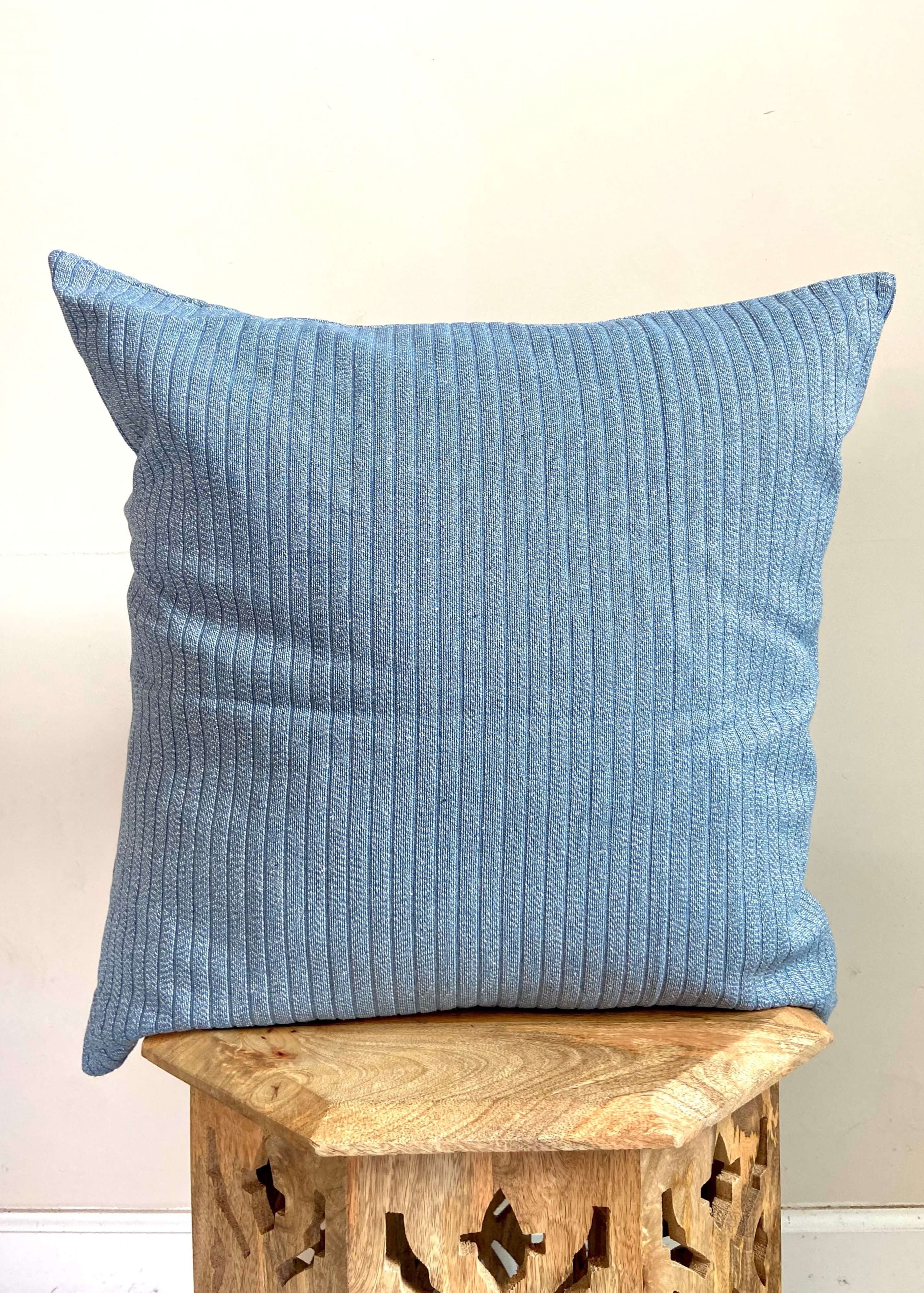 Striped Blue Jeans Denim Throw Pillow | STRIPED DENIM