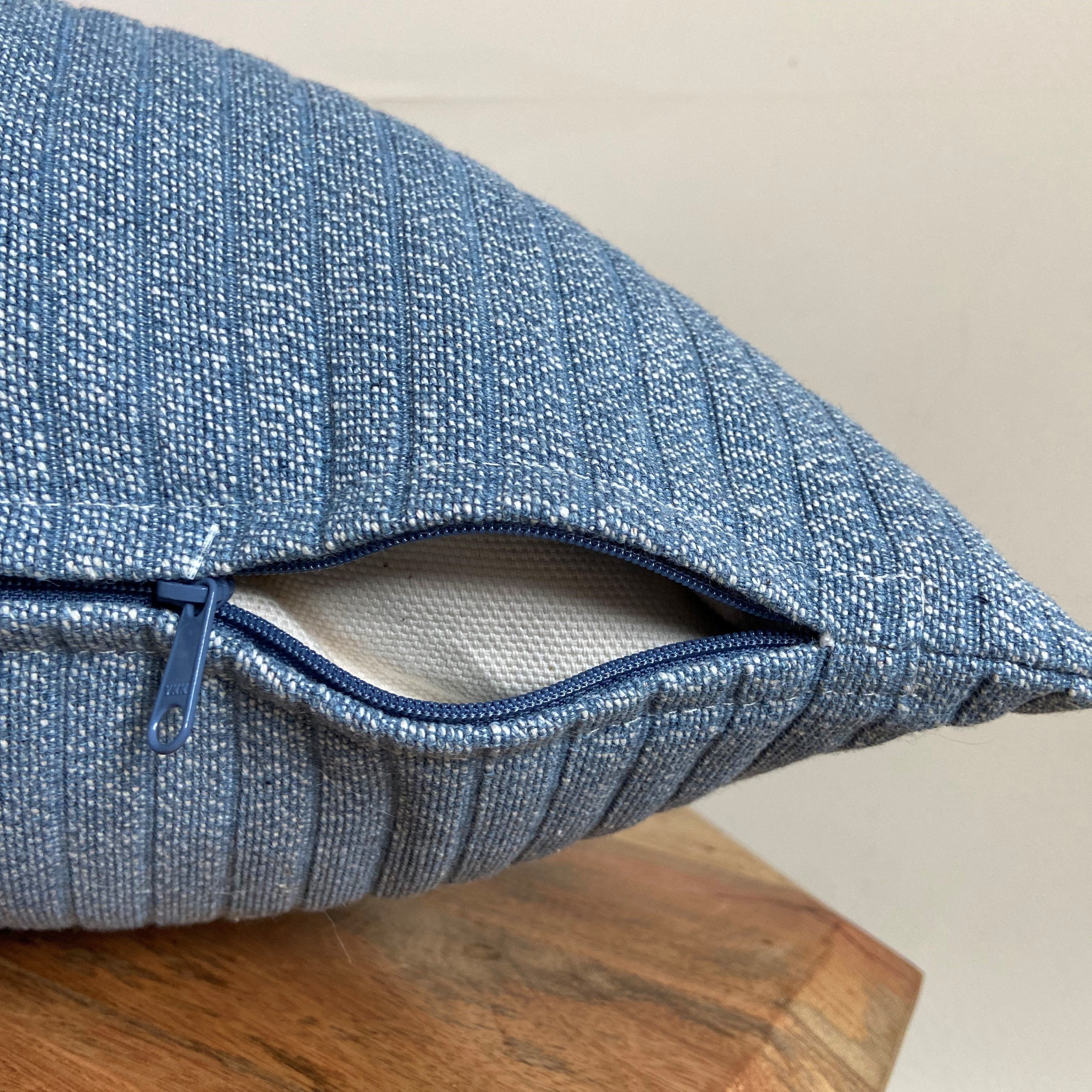 Striped Blue Jeans Denim Throw Pillow | STRIPED DENIM